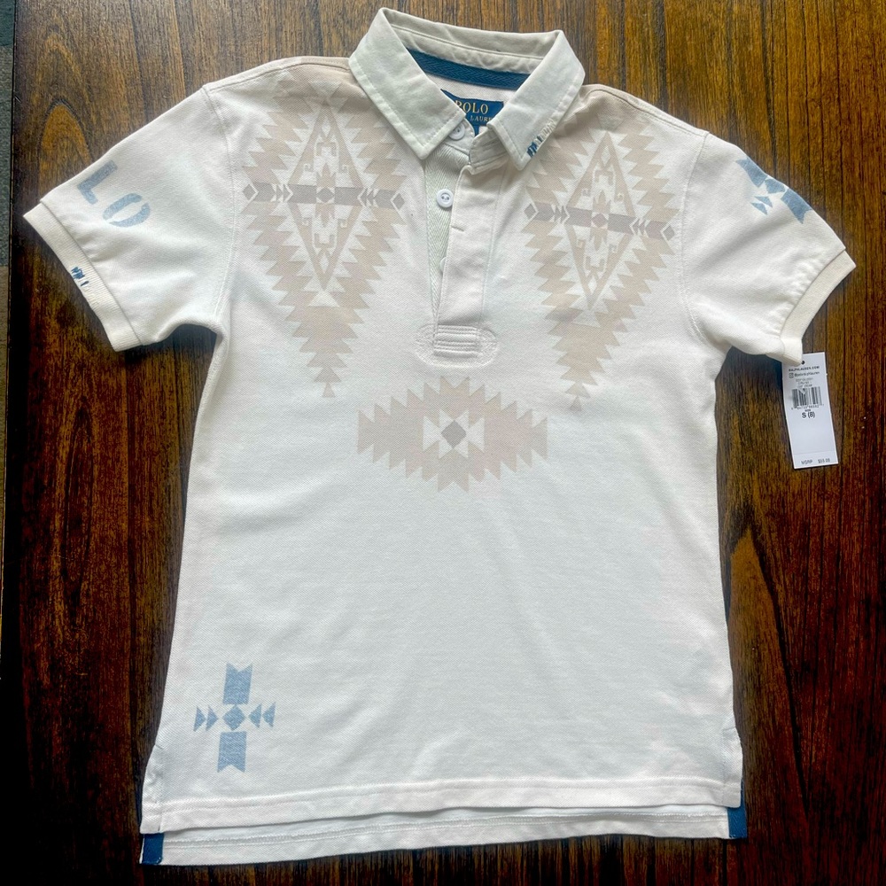 Polo Ralph Lauren. Boys size 8. Cream, tan and blue. New with tag.
